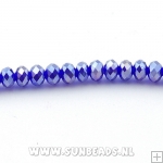 Facet kraal donut 6x4mm (donkerblauw AB)