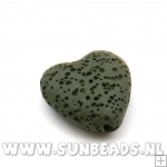 Lava kraal hart 20mm (legergroen)