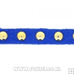 Suede veter met studs 6mm (kobaltblauw)