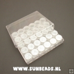 Doosje met 30 afsluitbare kokers, transparant, laag (1 set) Doosje met 30 afsluitbare kokers, transparant, laag (1 set)
