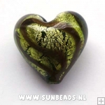 Glaskraal hart met silverfoil (groen)