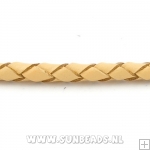 Gevlochten leerveter 4mm, 3mtr (naturel)