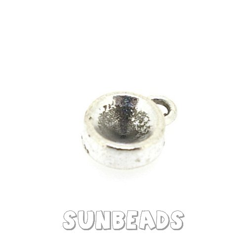 Metalen hanger rond tbv puntsteen SS39 (antique zilver) - Klik op de afbeelding om het venster te sluiten