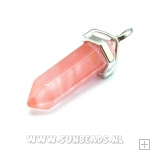 Halfedelsteen hanger met luxe kapje (cherry quartz)