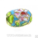 Cloisonne kraal tonnetje 14x10mm