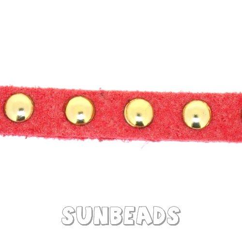 Suede veter met studs 6mm (koraal) - Klik op de afbeelding om het venster te sluiten