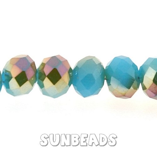 Facet kraal donut 6x4mm (turquoise/goud) - Klik op de afbeelding om het venster te sluiten