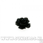 Acryl kraal roosje 10mm zwart