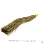Kwastje satijndraad 90mm bruin met gouden kapje Kwastje satijndraad 90mm bruin met gouden kapje