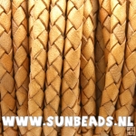 Gevlochten leerveter 4mm, 3mtr (naturel)