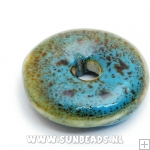 Keramiek kraal rond plat (turquoise)