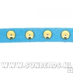 Suede veter met studs 6mm (turquoise)