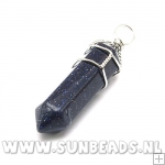 Halfedelsteen hanger met draad kapje (blue goldstone)