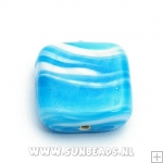 Glaskraal swirl vierkant (blauw/wit)