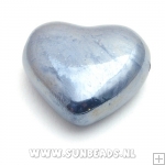 Keramiek kraal hart (donkerblauw)