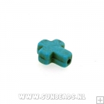 Turquoise kraal kruis 8x10mm (turquoise)