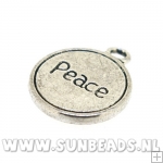 Metalen bedel rond peace (zilver)