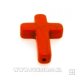 Turquoise kraal kruis 30mm (oranje)