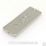 Metalen bedel langwerpig met love (zilver)