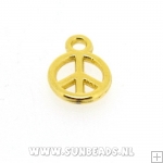 Metalen bedel peace 8mm (goud)