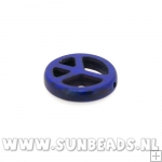 Turquoise kraal peaceteken 20mm (donkerblauw)