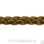 Gevlochten pu leer 4mm plat (brons)