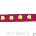 Suede veter met studs 6mm (fuchsia)