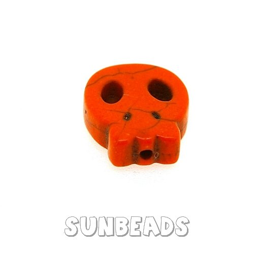 Turquoise kraal skull 14mm (oranje) - Klik op de afbeelding om het venster te sluiten