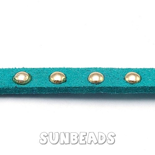 Suede veter met studs 6mm (petrol) - Klik op de afbeelding om het venster te sluiten