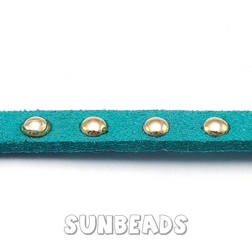 Suede veter met studs 6mm (petrol) - Klik op de afbeelding om het venster te sluiten