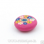 Fimo kraal rond plat 18mm (roze)